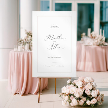 Blush Reverie Large Format Sign on Easel Mockup Example