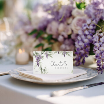 Beneath the Wisteria Place Card Mockup Template Example