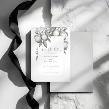 Monochrome Luxe Wedding Invitation Mockup Example