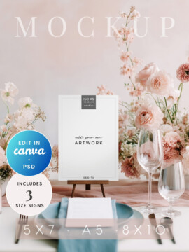 Blush Reverie Table Sign Mockup Template