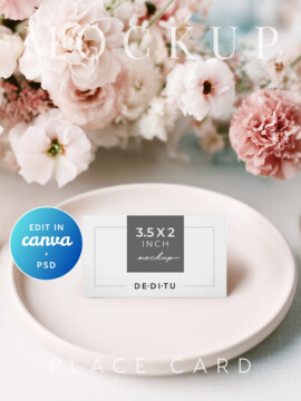 Blush Reverie Wedding Place Card Mockup