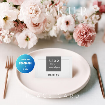 Blush Reverie Wedding Place Card Mockup