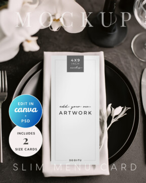 Orchid Noir Slim Menu Card Mockup