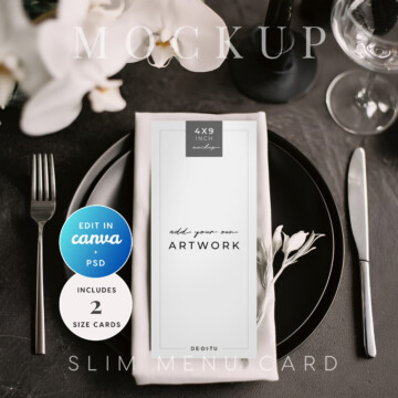 Orchid Noir Slim Menu Card Mockup