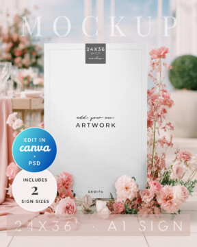 Blush Reverie Large Format Sign on Easel Mockup