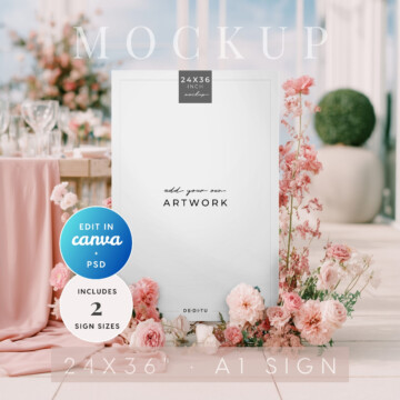 Blush Reverie Large Format Sign on Easel Mockup