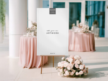 Blush Reverie Large Format Sign on Easel Mockup