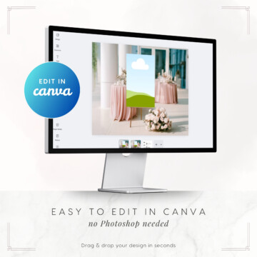 Blush Reverie Large Format Sign on Easel Mockup - Canva Editing