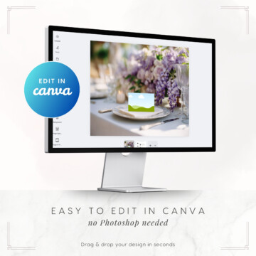 Beneath the Wisteria Place Card Mockup Template - Easy to Edit in Canva