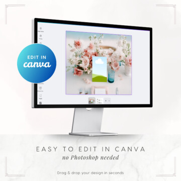 Blush Reverie Table Sign Mockup - Canva Template Included