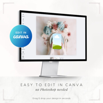 Blush Reverie Card in Hands Mockup Edit in Canva