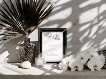 Orchid Noir Small Wedding Sign Mockup - Example Use