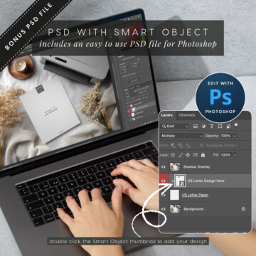 Printable Sheet with Printer Mockup - Edit in Photoshop