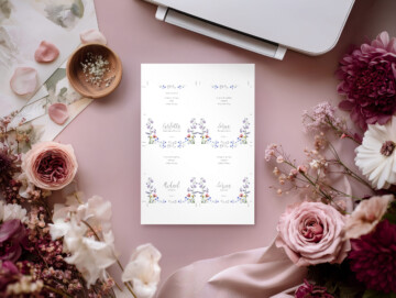 Mauve Bloom Printer with Paper Mockup - A4 Paper Size - Example