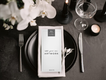 Orchid Noir Slim Format Menu Card Mockup