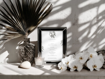 Orchid Noir Small Wedding Sign Mockup - Example Use