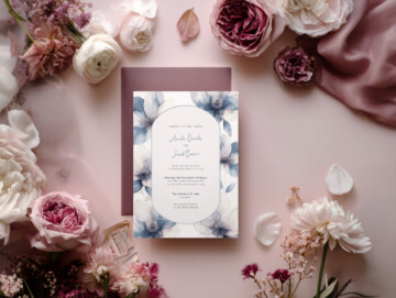 Mauve Bloom 5x7 Invitation Mockup Example