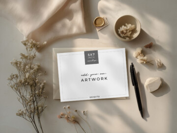 Golden Hour Paper 5x7 Landscape Mockup with Pen