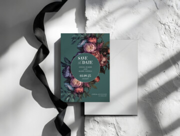 Monochrome Luxe Wedding Invitation Mockup Example