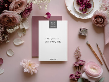 Mauve Bloom 5x7 Invitation Mockup 1