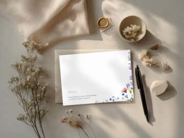 Golden Hour Paper 5x7 Landscape Mockup with Pen - Example
