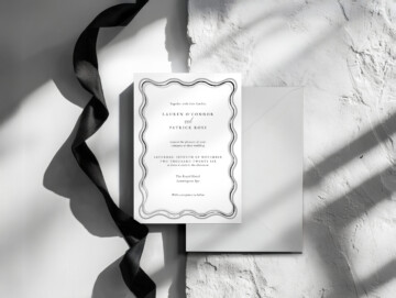 Monochrome Luxe Wedding Invitation Mockup Example