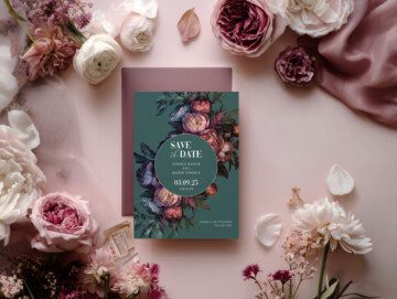 Mauve Bloom 5x7 Invitation Mockup Example