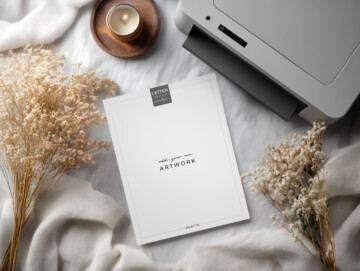 Linen Study Printable Sheet with Printer Mockup in US Letter Size
