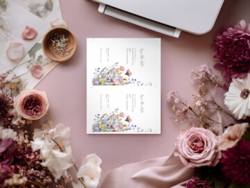 Mauve Bloom Printer with Paper Mockup - US Letter Size - Example