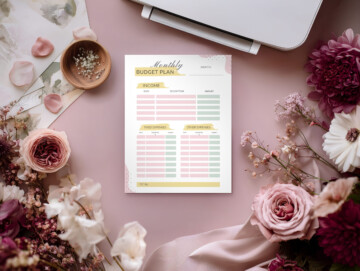 Mauve Bloom Printer with Paper Mockup - US Letter Size - Example