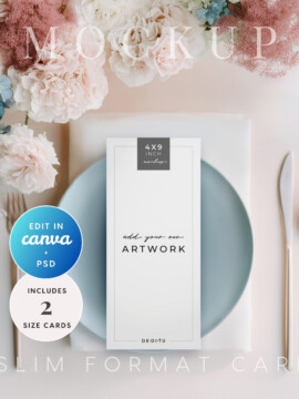 Blush Reverie Slim Menu Card Mockup