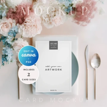Blush Reverie Menu on Plate Mockup with Blush Florals
