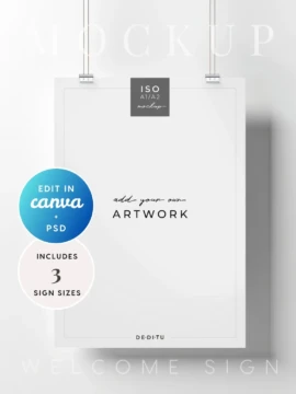 Modern Minimalist hanging sign mockup template