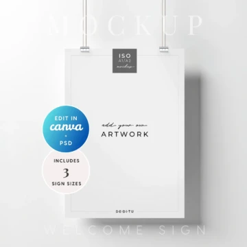 Modern Minimalist hanging sign mockup template