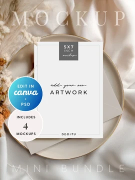 5x7 Card Mockup Bundle - Boho Dried Flowers