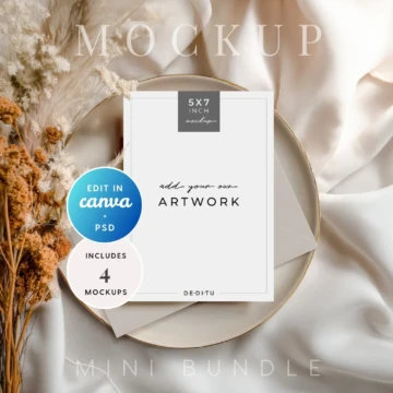 5x7 Card Mockup Bundle - Boho Dried Flowers